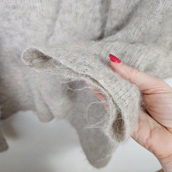 Eileen Fisher Brushed Mohair Alpaca Cardigan XL Open Front Neutral Beige - Picture 8 of 10